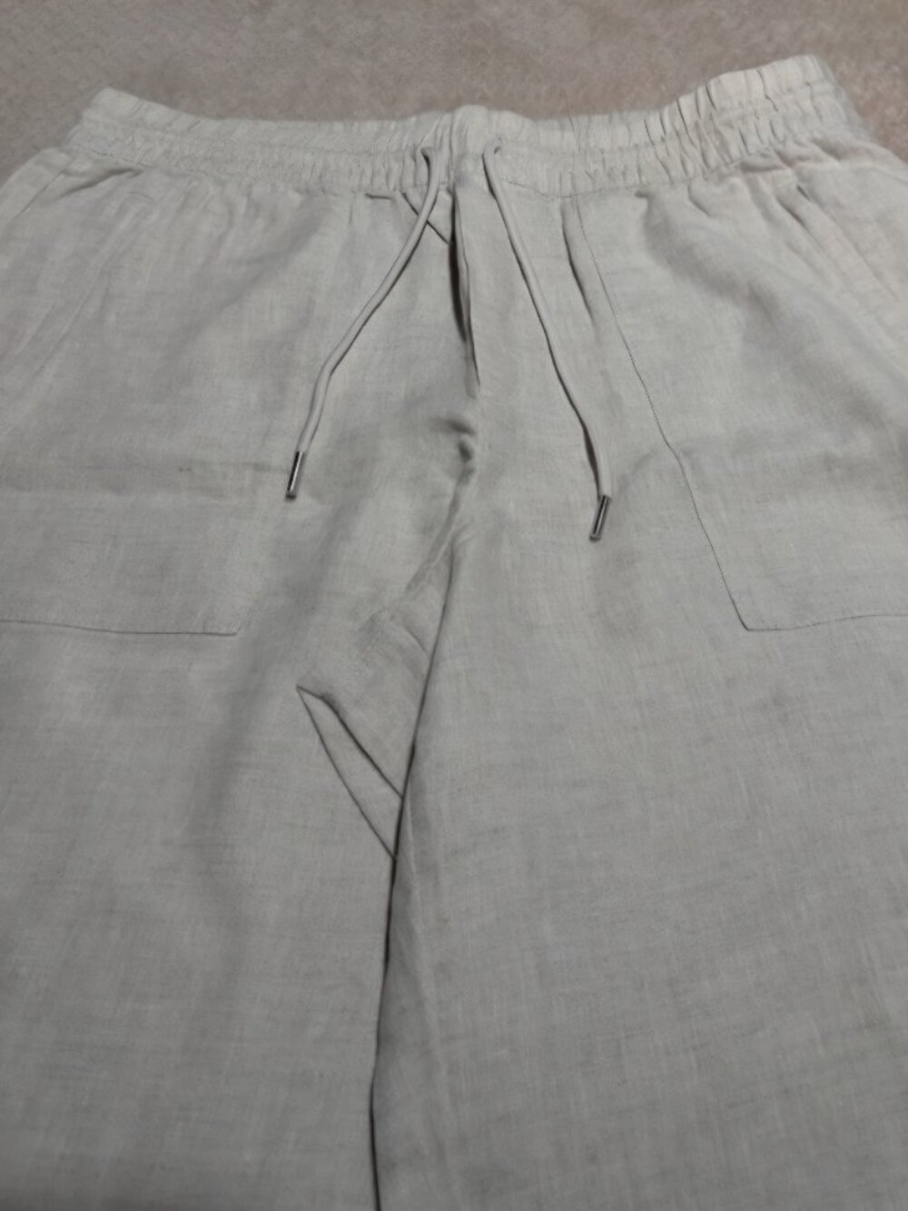NWT VIRAL Athleta Linen Blend Pants in Natural Beige Size Large